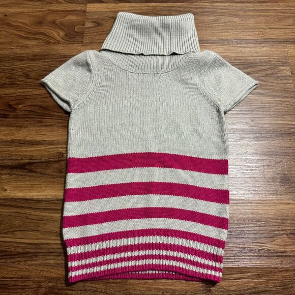 BCBG Maxazria Womens Gray Wool Blend Short Sleeve Turtle Neck Sweater Size Small - Picture 1 of 5